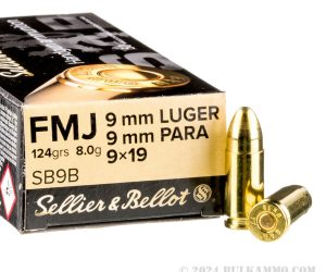 Sellier & Bellot Ammunition 9mm Luger 124 Grain Full Metal Jacket 1000 rounds